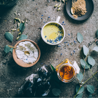 golden moon milk with blue lotus vanilla